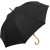 Зонт-трость «Okobrella» с деревянной ручкой и куполом из переработанного пластика черный