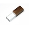USB-флешка на 64 ГБ прямоугольной формы, под гравировку 3D логотипа, материал стекло, с деревянным колпачком красного цвета, синий коричневый/прозрачный с синей подсветкой OA-6576.64.02