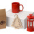 Подарочный набор с чаем, кружкой и френч-прессом «Чаепитие» кружка- красный, френч-пресс- красный/прозрачный