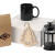 Подарочный набор с чаем, кружкой и френч-прессом «Чаепитие» кружка- черный, френч-пресс- черный/прозрачный
