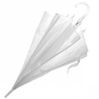 Зонт-трость с пластиковой ручкой, полуавтомат; белый; D=103 см; нейлон