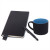 Подарочный набор DAILY COLOR: кружка, бизнес-блокнот, ручка с флешкой 4 ГБ, черный/голубой черный, голубой