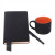 Подарочный набор DAILY COLOR: кружка, бизнес-блокнот, ручка с флешкой 4 ГБ, черный/голубой черный, оранжевый