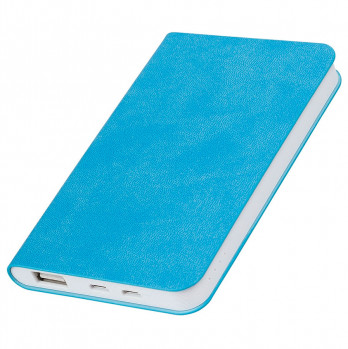 Универсальный аккумулятор "Softi" (5000mAh),голубой, 7,5х12,1х1,1см, искусственная кожа,пл