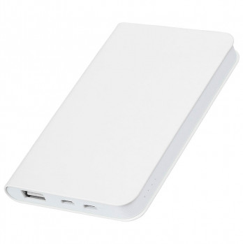 Универсальный аккумулятор "Softi" (5000mAh),белый, 7,5х12,1х1,1см, искусственная кожа, пластик