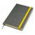 Бизнес-блокнот "Fancy", 130*210 мм, серый/красный, твердая обложка,  резинка 10 мм, блок-линейка серый, желтый