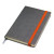 Бизнес-блокнот "Fancy", 130*210 мм, серый/красный, твердая обложка,  резинка 10 мм, блок-линейка серый, оранжевый