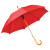 Зонт-трость с деревянной ручкой, полуавтомат; белый; D=103 см, L=90см; нейлон красный
