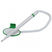 FOX SAFETOUCH, ручка шариковая с держателем, зеленый/белый, антибактериальный пластик