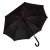 Зонт-трость BACK TO BLACK, пластиковая ручка, полуавтомат черный, красный