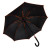 Зонт-трость BACK TO BLACK, пластиковая ручка, полуавтомат черный, оранжевый