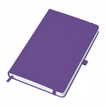 Бизнес-блокнот "Justy", 130*210 мм, ярко-фиолетовый,  тв. обложка,  резинка 7 мм, блок-линейка