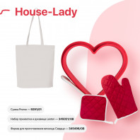 Набор подарочный HOUSE-LADY: формочка для яичницы, прихватка и рукавица, сумка, красный