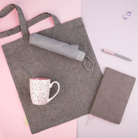 Набор подарочный DUSTYROSE: кружка, ручка, зонт, бизнес-блокнот, сумка, серый/розовый