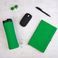 Набор подарочный LIKESKIN: ручка, мышь, блокнот, термокружка, коробка со стружкой, зелёный
