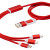 Универсальный зарядный кабель 3-в-1 с двойным входом красный