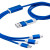 Универсальный зарядный кабель 3-в-1 с двойным входом синий