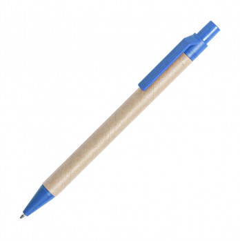 Ручка шариковая DESOK, синий, переработанный картон, пшеничная солома, ABS пластик, 13,7 см