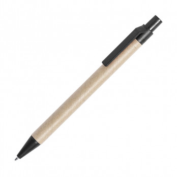 Ручка шариковая DESOK, черный, переработанный картон, пшеничная солома, ABS пластик, 13,7 см