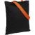 Холщовая сумка BrighTone, черная с темно-синими ручками черный, оранжевый