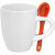 Кофейная кружка Pairy с ложкой, белая белый, оранжевый