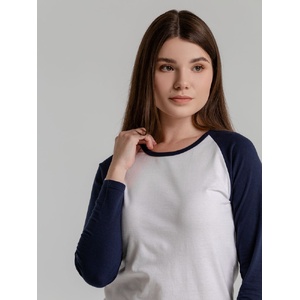 Футболка женская с длинным рукавом Milky LSL белая с темно-синим, размер L G-02943904L фото 8