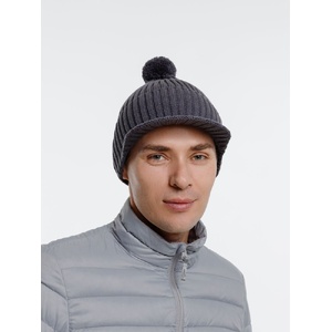 Вязаная шапка с козырьком Peaky, серая (антрацит) G-16925.28 фото 8