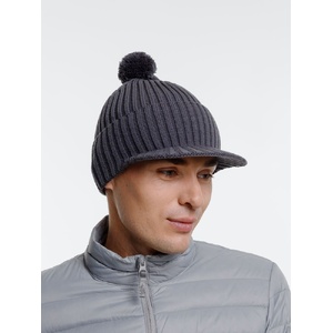 Вязаная шапка с козырьком Peaky, серая (антрацит) G-16925.28 фото 9