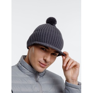 Вязаная шапка с козырьком Peaky, серая (антрацит) G-16925.28 фото 10