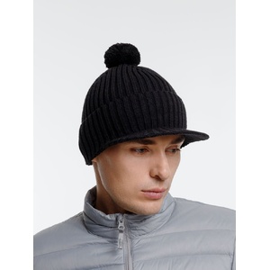 Вязаная шапка с козырьком Peaky, черная G-16925.30 фото 8