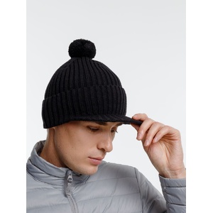 Вязаная шапка с козырьком Peaky, черная G-16925.30 фото 9