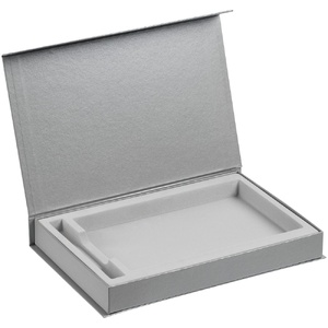 Коробка Silk с флокированным ложементом под ежедневник и ручку, ver. 2, серая G-17245.10 фото 3
