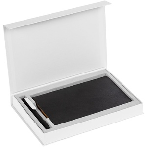 Коробка Silk с флокированным ложементом под ежедневник и ручку, ver. 2, белая G-17245.60 фото 5