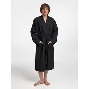 Халат вафельный Kimono, черный, размер XL/XXL G-17267.305 фото 9