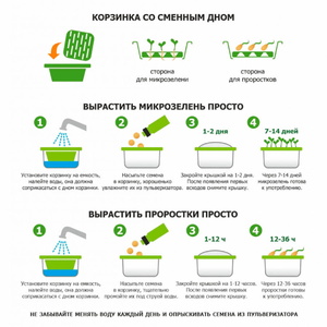 Подарочный комплект для проращивания микрозелени: проращиватель, семена микс зеленый HG-33817/микс фото 5