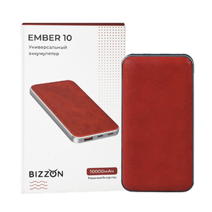 Универсальный аккумулятор EMBER 10 (10000мАч) с быстрой зарядкой, бордовый HG-37186/13 фото 6