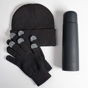 Набор подарочный GET WARM: перчатки, шапка, термос черный HG-39531/35 фото 4