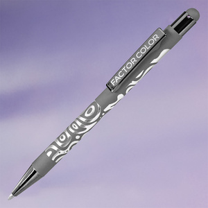 Ручка шариковая FACTOR COLOR со стилусом, серый, металл, пластик, софт-покрытие HG-40406/29 фото 3