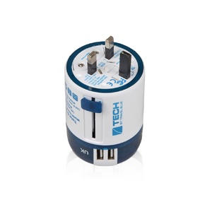 Адаптер с 2-умя USB-портами для зарядки Travel Blue Twist & Slide Adaptor голубой/белый OA-10010018 фото 6