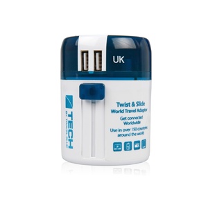 Адаптер с 2-умя USB-портами для зарядки Travel Blue Twist & Slide Adaptor голубой/белый OA-10010018 фото 8