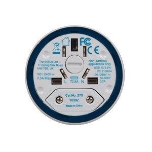 Адаптер с 2-умя USB-портами для зарядки Travel Blue Twist & Slide Adaptor голубой/белый OA-10010018 фото 10