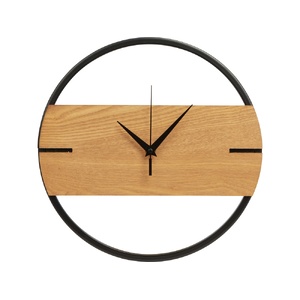 Деревянные часы с металлическим ободом, диаметр 30 см, "Time Wheel" горизонтальные, натуральный/черн OA-186239 фото 3
