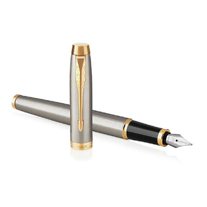 Перьевая ручка Parker IM Metal Brushed Metal GT, перо: F, цвет чернил: blue серебристый/золотистый OA-1931649 фото 4