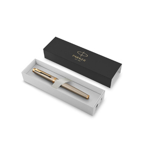 Перьевая ручка Parker IM Metal Brushed Metal GT, перо: F, цвет чернил: blue серебристый/золотистый OA-1931649 фото 6