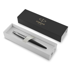 Шариковая ручка Parker Jotter Essential, Satin Black CT, стержень: M, цвет чернил : blue или black черный/серебристый OA-1953184 фото 4