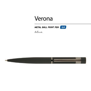 Ручка "Verona" шариковая  автоматическая, черный металлический корпус 1.0 мм, синяя OA-20-0216 фото 3