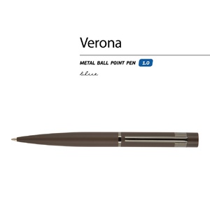 Ручка "Verona" шариковая  автоматическая, коричневый металлический корпус 1.0 мм, синяя OA-20-0217 фото 3