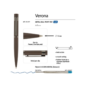 Ручка "Verona" шариковая  автоматическая, коричневый металлический корпус 1.0 мм, синяя OA-20-0217 фото 4