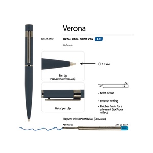 Ручка "Verona" шариковая автоматическая, синий металлический корпус 1.0 мм, синяя OA-20-0218 фото 4