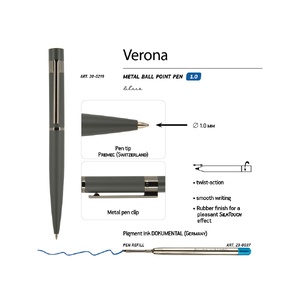 Ручка "Verona" шариковая  автоматическая, серый металлический корпус 1.0 мм, синяя графит OA-20-0219 фото 3